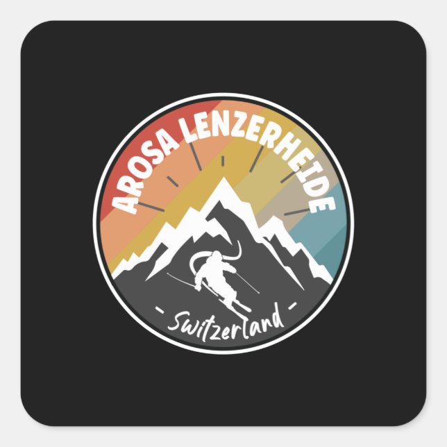 Skiing Arosa Lenzerheide - Schweiz Quadratischer Aufkleber (Vorderseite)