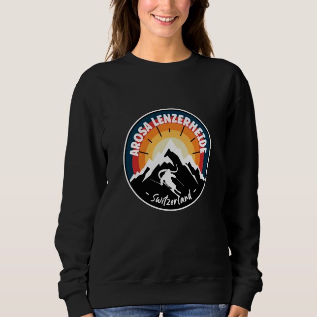 Skiing Arosa Lenzerheide Schweiz Vintag Sweatshirt (Vorderseite)