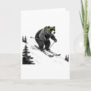Skiing Bär, Lustige Wintersports, Dad Skigebiet, F Karte