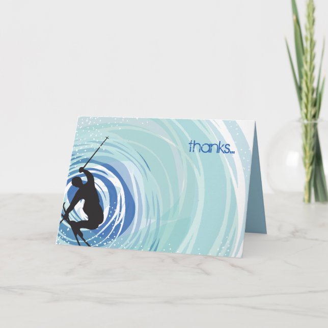 SKIING Bar Mitzvah Danke Karte (Vorderseite)