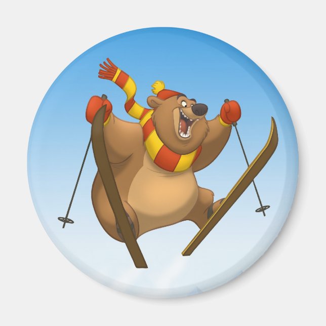 Skiing Bear Magnet (Vorne)