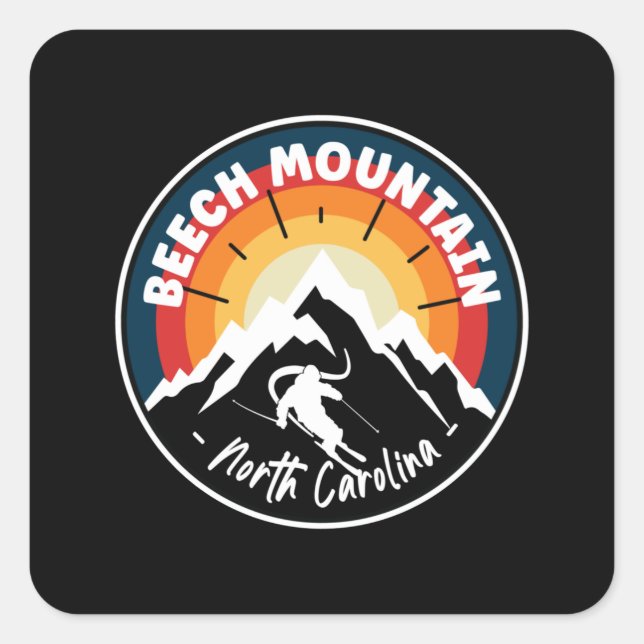 Skiing Beech Mountain North Carolina Quadratischer Aufkleber (Vorderseite)