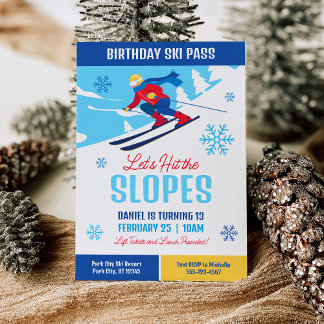 Skiing Birthday Einladung Lasst uns die Pisten tre