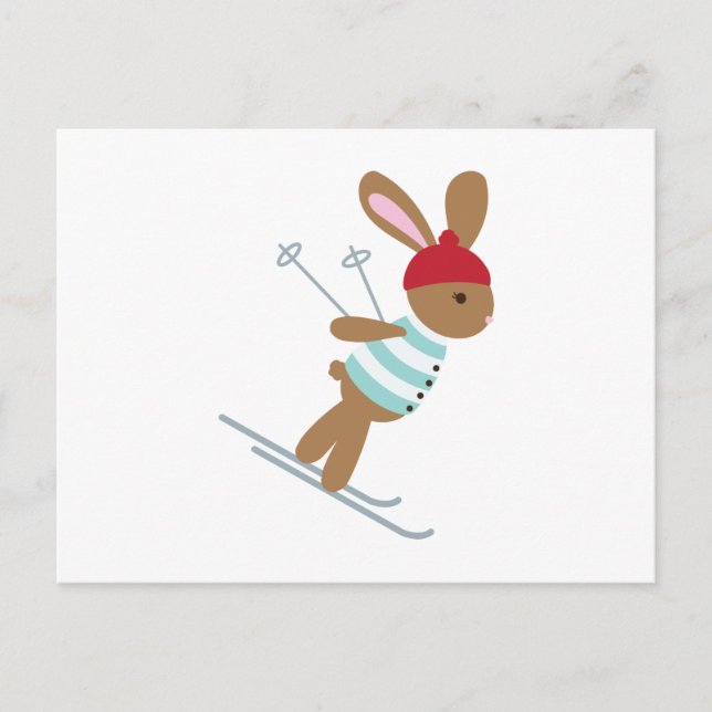Skiing Bunny Postkarte (Vorderseite)
