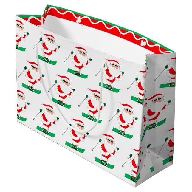 Skiing Christmas Holiday Große Geschenktüte (Rückseite Schrägansicht)