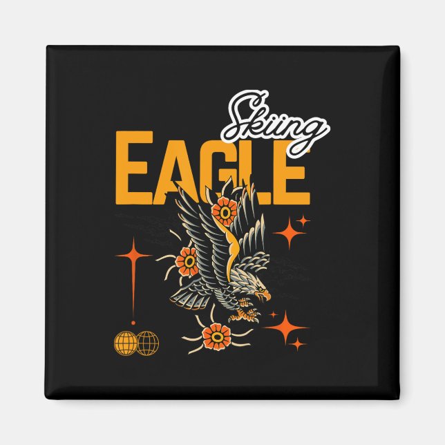 Skiing Eagle Magnet (Vorne)