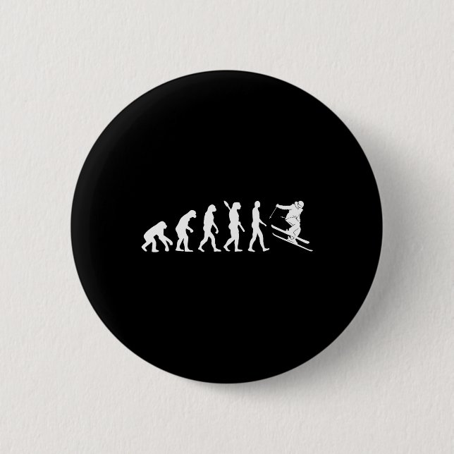 Skiing Evolution Funny Skier Freestyle Ski Winter  Button (Vorderseite)
