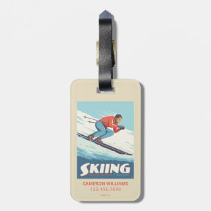 Skiing glaubt Retro Print Gepäckanhänger