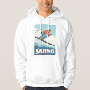 Skiing glaubt Retro Print Hoodie