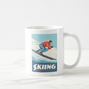 Skiing glaubt Retro Print Kaffeetasse