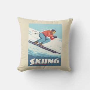 Skiing glaubt Retro Print Kissen