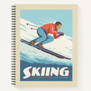 Skiing glaubt Retro Print Notizbuch