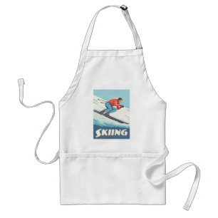 Skiing glaubt Retro Print Schürze