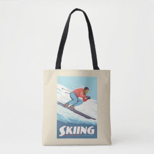 Skiing glaubt Retro Print Tasche
