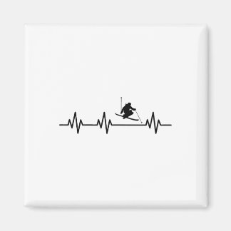 Skiing Heartbeat Life Heart Ekg Pulse Magnet
