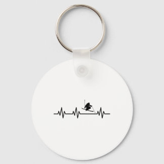 Skiing Heartbeat Life Heart Ekg Pulse Schlüsselanhänger