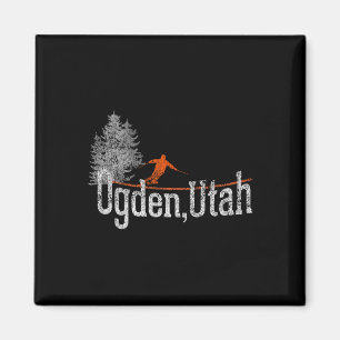 Skiing im Stil der 1980er Jahre in Ogden Utah Vint Magnet