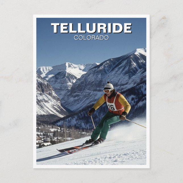 Skiing in Telluride Colorado Postkarte (Vorderseite)