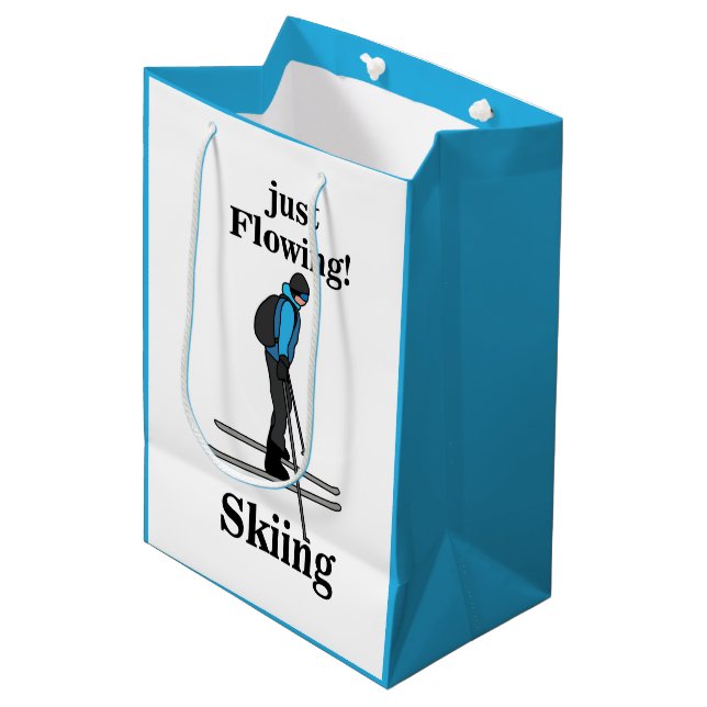 Skiing Just Flowing Skier Mittlere Geschenktüte (Vorderseite Schrägansicht)