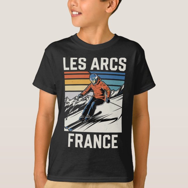 Skiing Les Arcs Frankreich T-Shirt (Vorderseite)