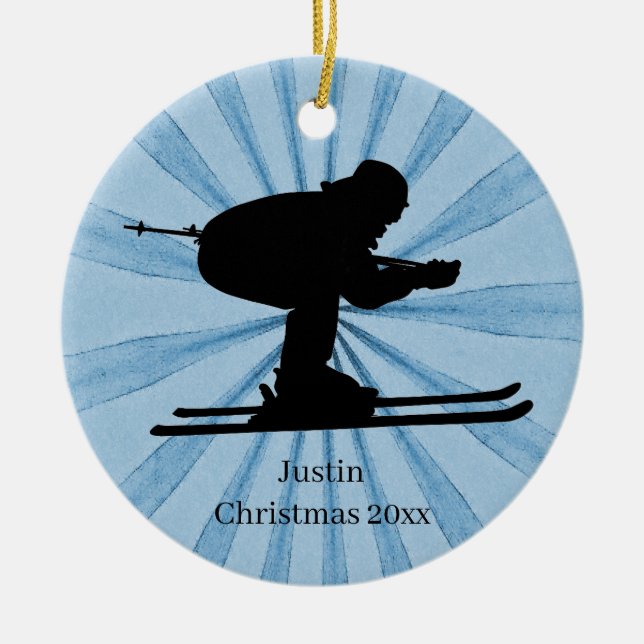 Skiing Name Keramik Ornament (Vorne)