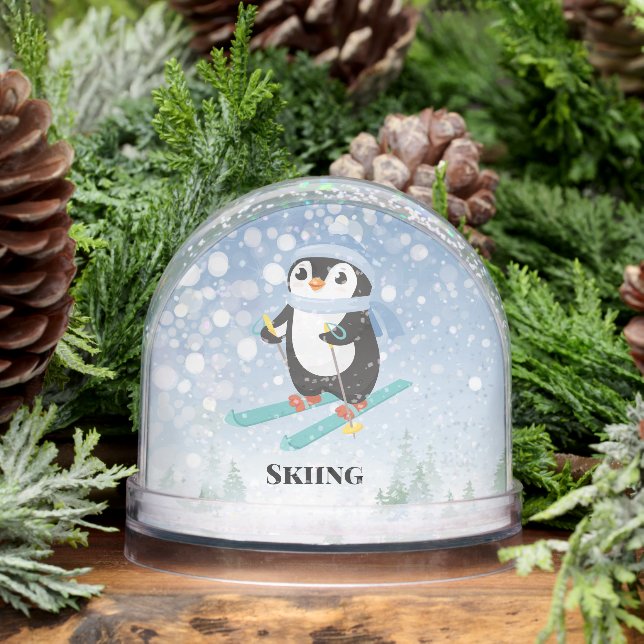Skiing Penguin Sport Design Snow Globe (Hiver)