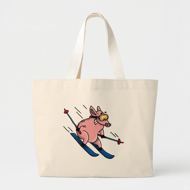 skiing pig jumbo stoffbeutel (Vorne)