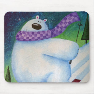 Skiing Polar Bear Mousepad