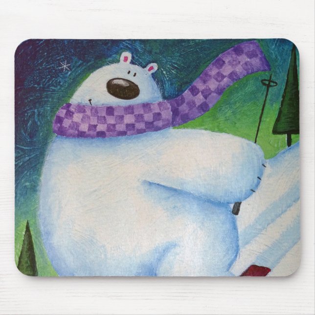 Skiing Polar Bear Mousepad (Vorne)