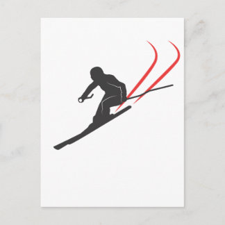 skiing postkarte