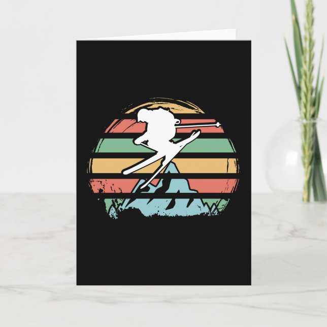 Skiing Retro Karte (Vorderseite)