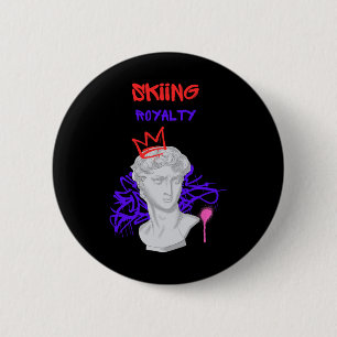 Skiing Royalty Griechische Statue Wintersportort Button