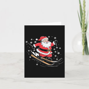 Skiing Santa Holiday Ski Winter Sport X-mas Pajama Karte