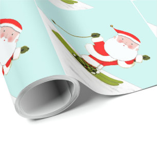 Skiing Santa Skier Geschenk Geschenkpapier