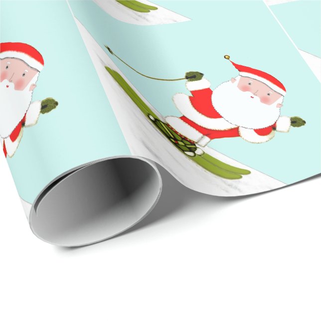 Skiing Santa Skier Geschenk Geschenkpapier (Rolleneckpunkt)
