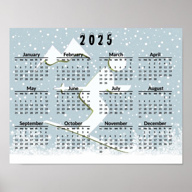Skiing Scene 2025 Calendar Poster (Vorne)