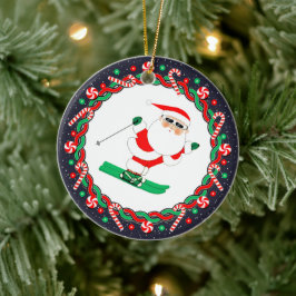 Skiing Skier Holiday Gift Keramik Ornament