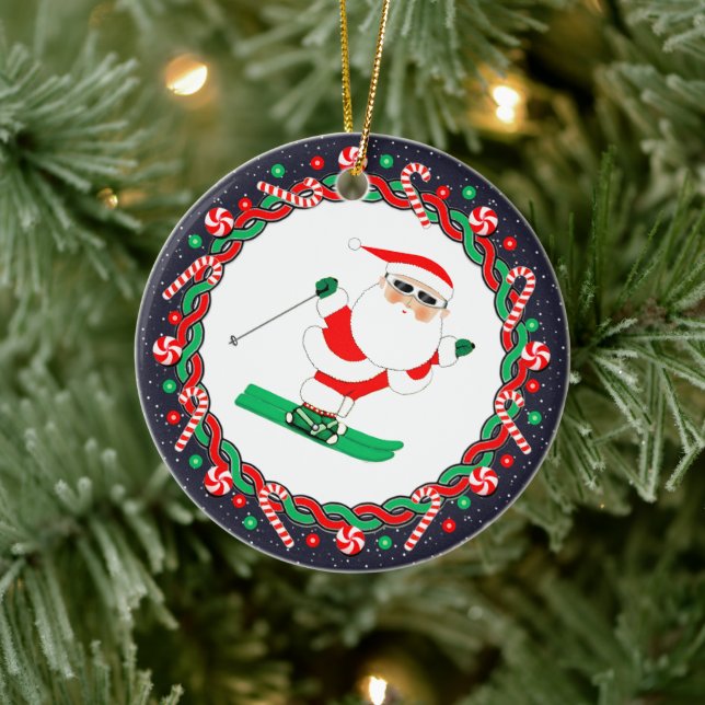 Skiing Skier Holiday Gift Keramik Ornament (Baum)
