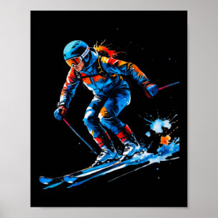 Skiing Splash Design – Dynamische Winter-Sportkuns Poster