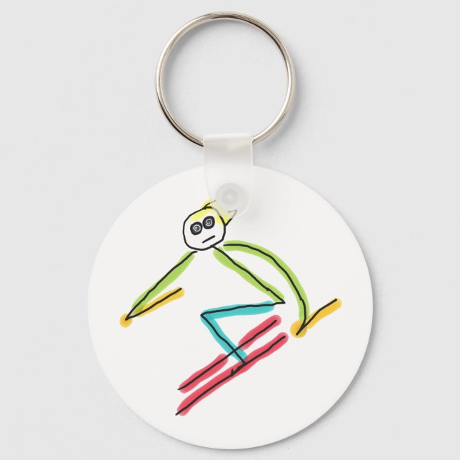 Skiing Stickman Schlüsselanhänger (Vorderseite)