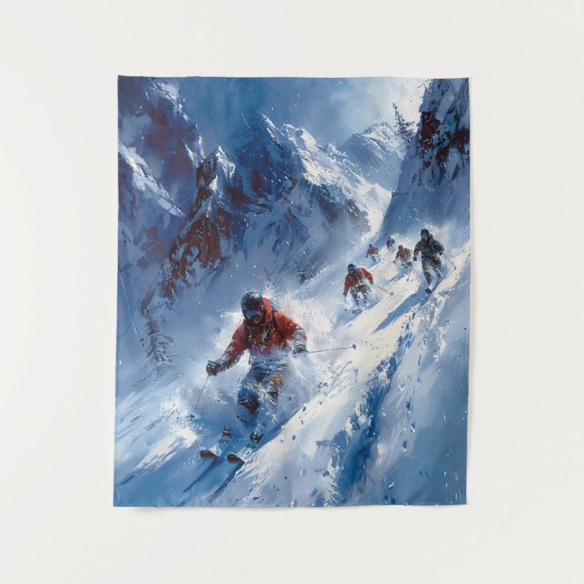 Skiing Tapestry Wandteppich (Vorderseite)