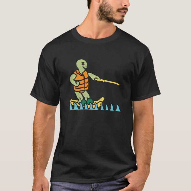 Skiing Turtle Tortoise Skier Summer Sport Waterski T-Shirt (Vorderseite)