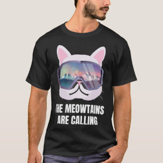 Skikatze über den Meowtains ruft Skifahrer T-Shirt