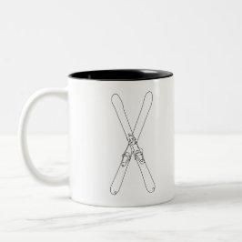 Skikreuz-Skifahrer-Tasse mit Linienkunst Zweifarbige Tasse