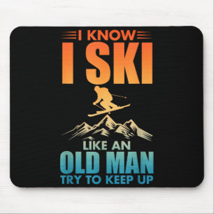 Skikunst für Opa Männer Skifahren Nordic Skifahrer Mousepad
