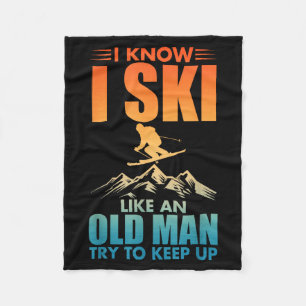 Skikunst für Opa Männer Skifahren nordischer Skifa Fleecedecke