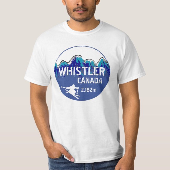 Skikunst-Wertt-stück Pfeifer-Kanadas blaues T-Shirt (Vorderseite)
