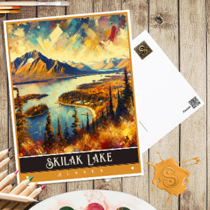 Skilak Lake, Alaska   Vintage Gemälde Postkarte