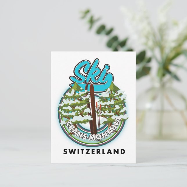 Skilanglauf Crans-Montana Postkarte (Stehend Vorderseite)