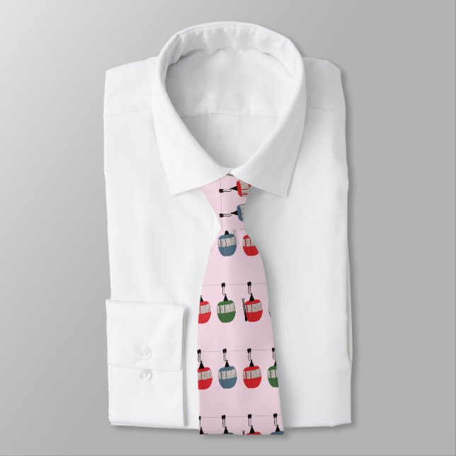 Skilanglauf Pink Weihnachten Skilift Illustration  Krawatte (Gebunden)
